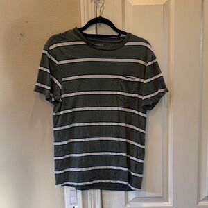 J. Crew Olive and White Striped Tee -medium